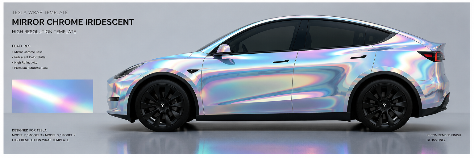 Mirror chrome iridescent Tesla wrap — sold out